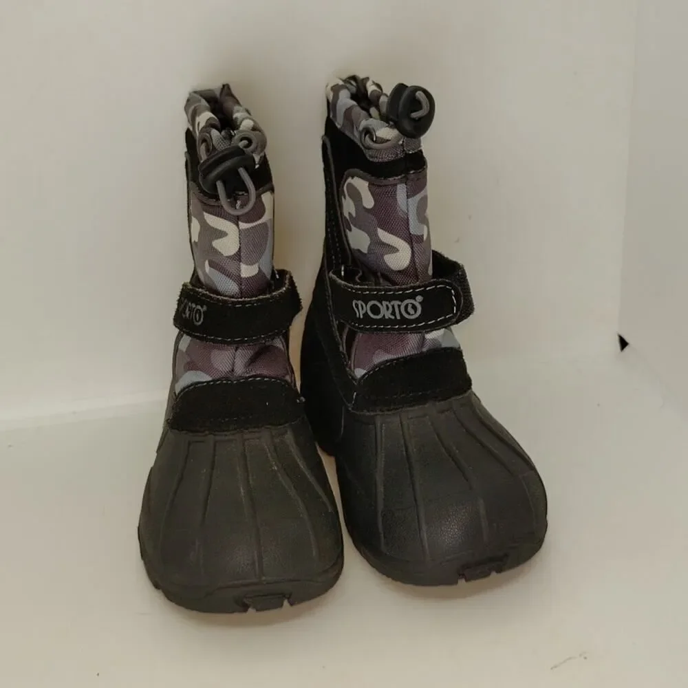 Sporto Boys Black & Gray Camo All Weather Lined Boots - Size 11/12
